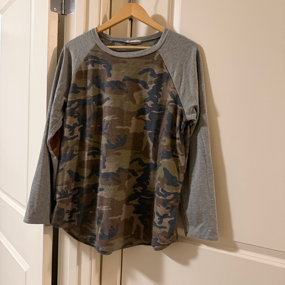 First Look Camouflage Crew Neck Top